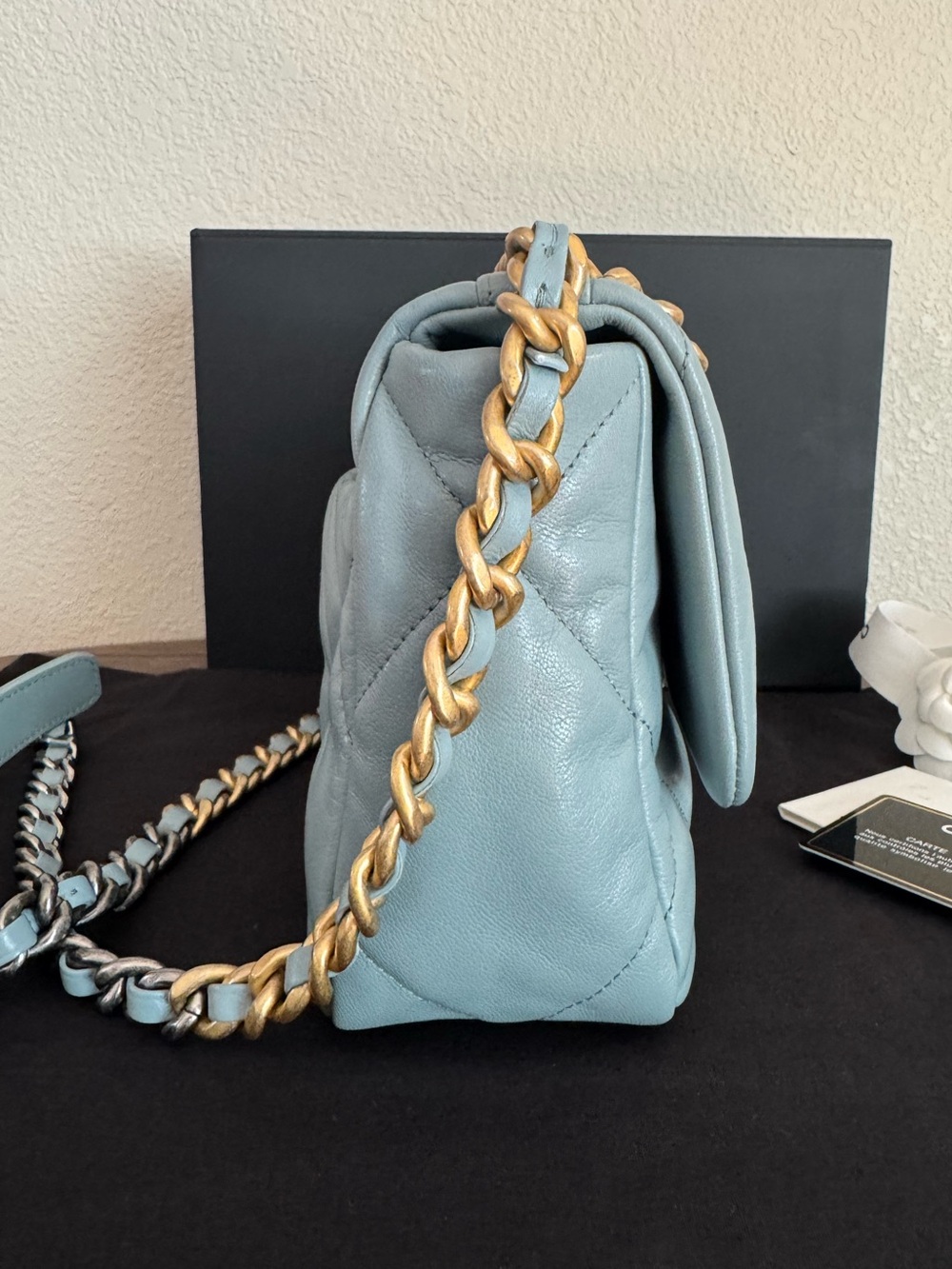 ❌SOLD❌CHANEL 19 Quilted Lambskin Small Flap in Dusty Blue - Picture 7 of 10